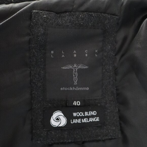 Black Label Mens Black Sz 40 Stockhomme Full Zip Buttoned Wool Blend Lined Coat - Picture 12 of 14